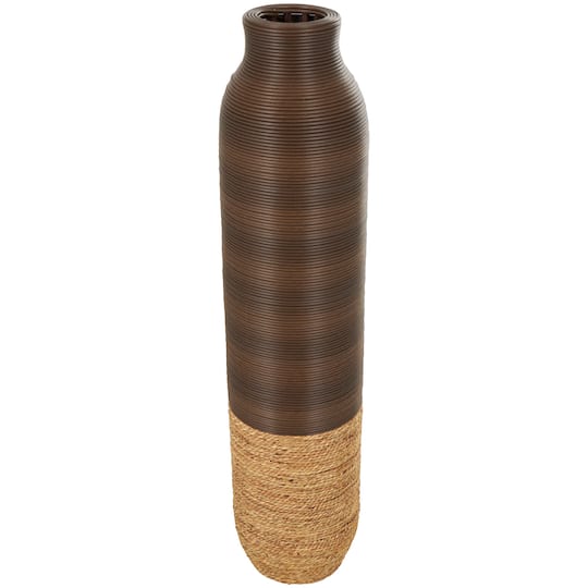 40" Dark Brown Seagrass Handmade Vase